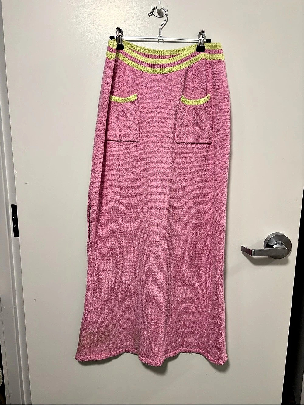 Free People Striped Knit Maxi Skirt in Pink & Green XL